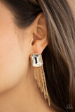 Save For A REIGNy Day-Gold Post Earring-Paparazzi Accessories.