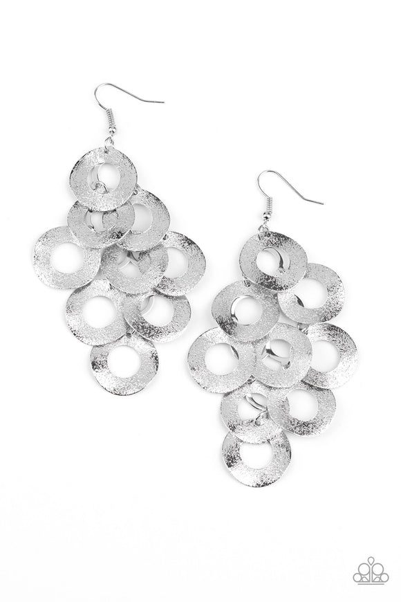 Scattered Shimmer-Silver Earring-Paparazzi Accessories.
