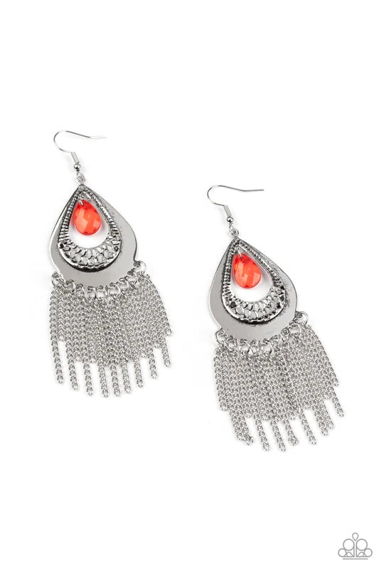 Scattered Storms-Red Earring-Paparazzi Accessories