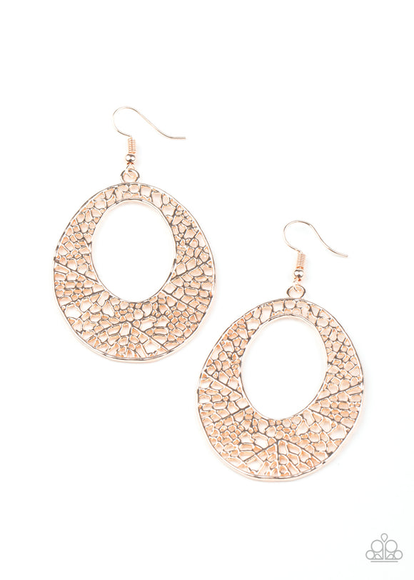 Serenely Shattered-Rose Gold Earring-Paparazzi Accessories.