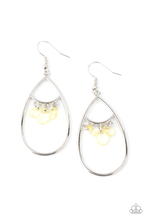 Shimmer Advisory-Yellow Earring-Paparazzi Accessories.