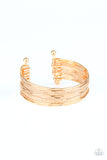 Sleek Shimmer-Gold Cuff Bracelet-Paparazzi Accessories.