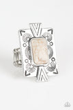 Stone Cold Couture-White  Ring-Paparazzi Accessories.