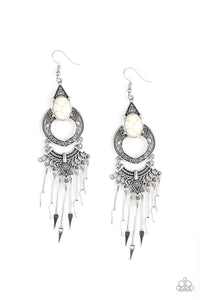 Southern Spearhead-White Earring-Paparazzi Accessories.