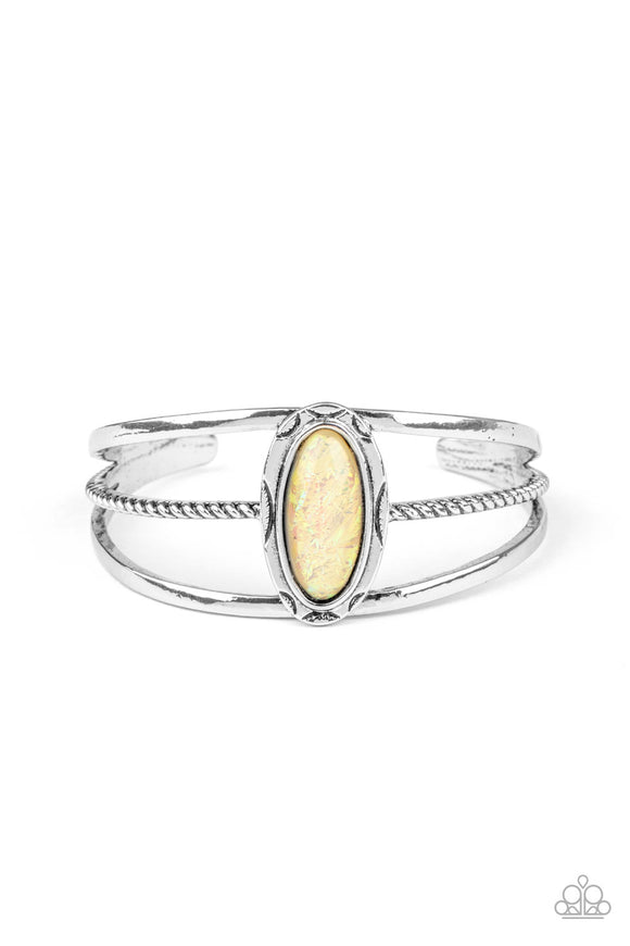 Stone Sahara-Yellow Cuff Bracelet-Paparazzi Accessories.