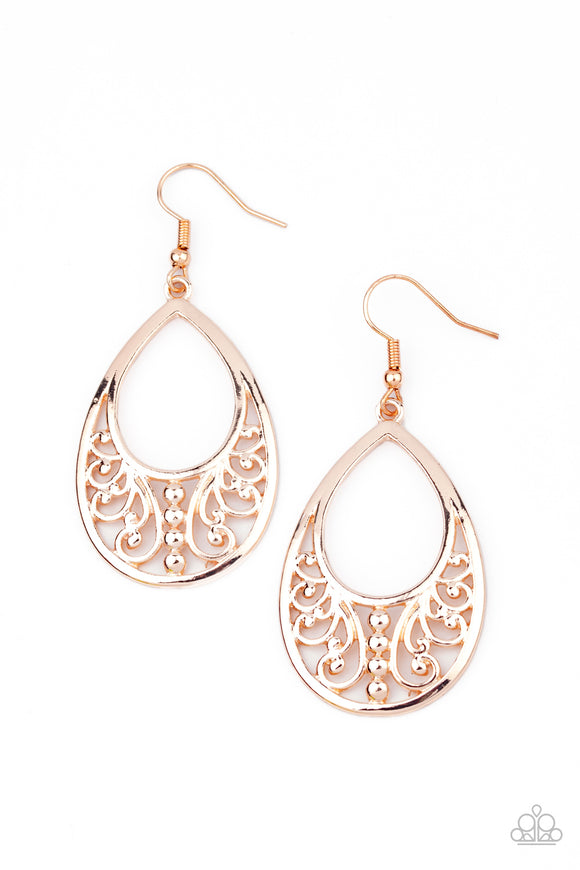 Stylish Serpentine-Rose Gold Earring-Paparazzi Accessories.