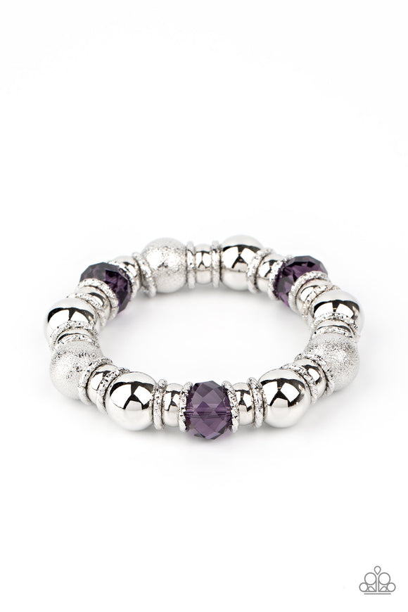 Take Your Best Shot-Purple Stretch Bracelet-Paparazzi Accessories.