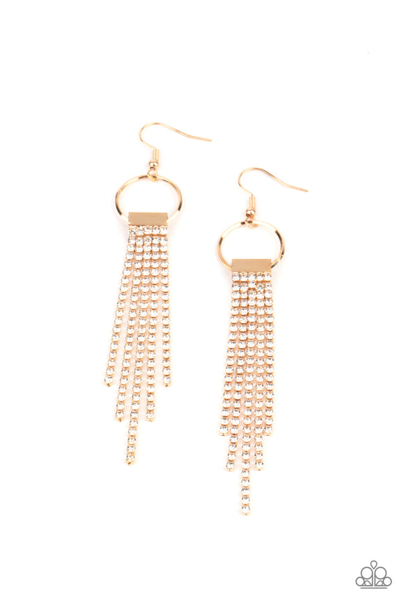 Tapered Twinkle-Gold Earring-Paparazzi Accessories.