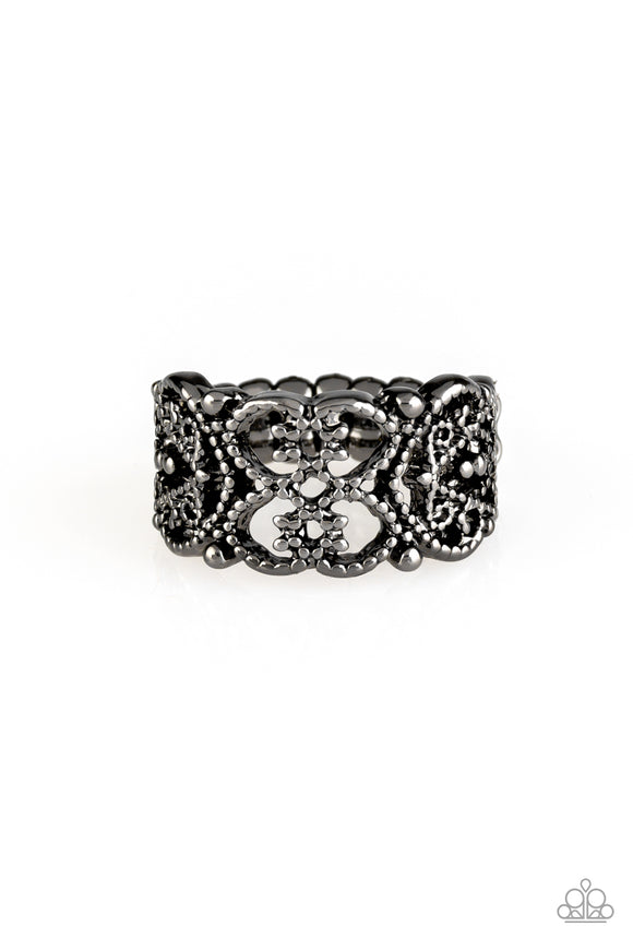Tell Me How You Really FRILL-Black Ring-Paparazzi Accessories.