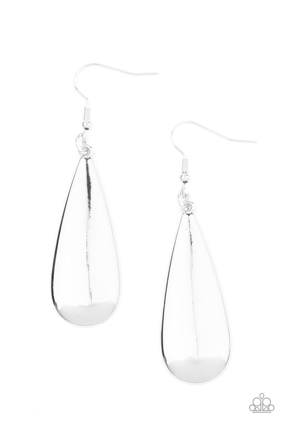 The Drop Off-Silver Earring-Paparazzi Accessories.