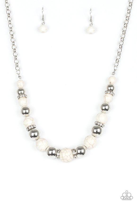 The Ruling Class-White Necklace-Paparazzi Accessories.