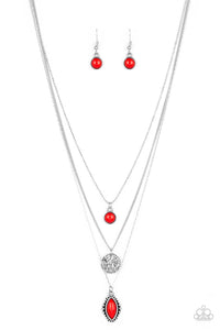 Tide Drifter-Red Necklace-Paparazzi Accessories.