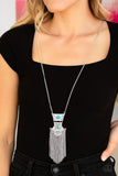 Totem Tassel-Blue Necklace-Paparazzi Accessories.