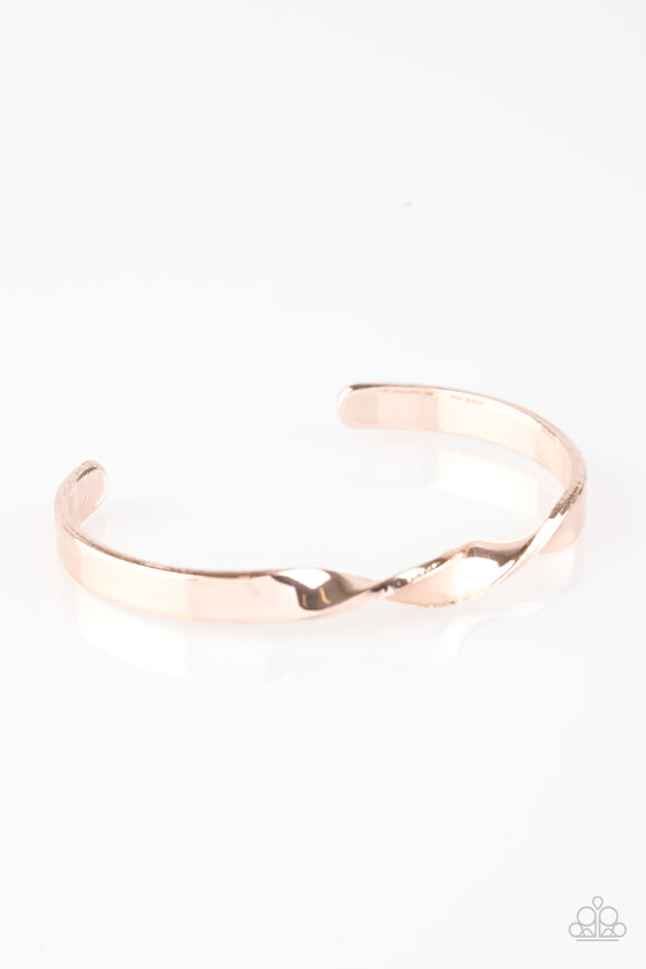 Traditional Twist-Rose Gold Cuff Bracelet-Paparazzi Accessories.