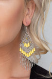 Trending Transcendence-Yellow Earring-Paparazzi Accessories.