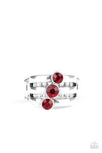 Triple The Twinkle-Red Ring-Paparazzi Accessories.