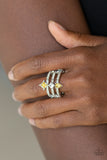 Triple Throne Twinkle-Yellow Ring-Paparazzi Accessories.
