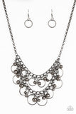 Warning Bells-Black Necklace-Paparazzi Accessories.