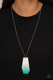 Watercolor Skies-Blue Necklace-Wood-Paparazzi Accessories.