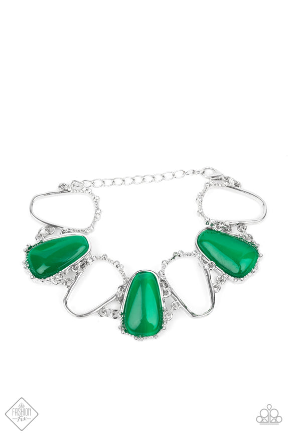 Yacht Club Couture-Green Clasp Bracelet-Paparazzi Accessories.