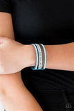 Rollin In Rhinestones-Blue Wrap Bracelet-Paparazzi Accessories.