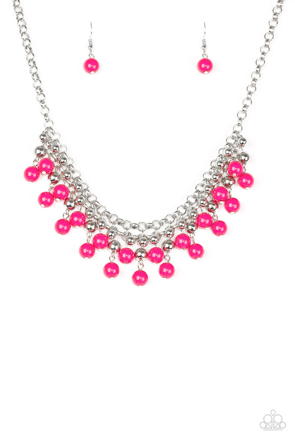 Friday Night Fringe-Pink Necklace-Paparazzi Accessories