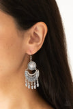 Mantra To Mantra-Silver Earring-Paparazzi Accessories