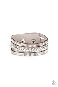 Rollin In Rhinestones-Silver Wrap Bracelet-Paparazzi Accessories.
