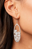 Prismatic Poker Face-White Earring-Paparazzi Accessories